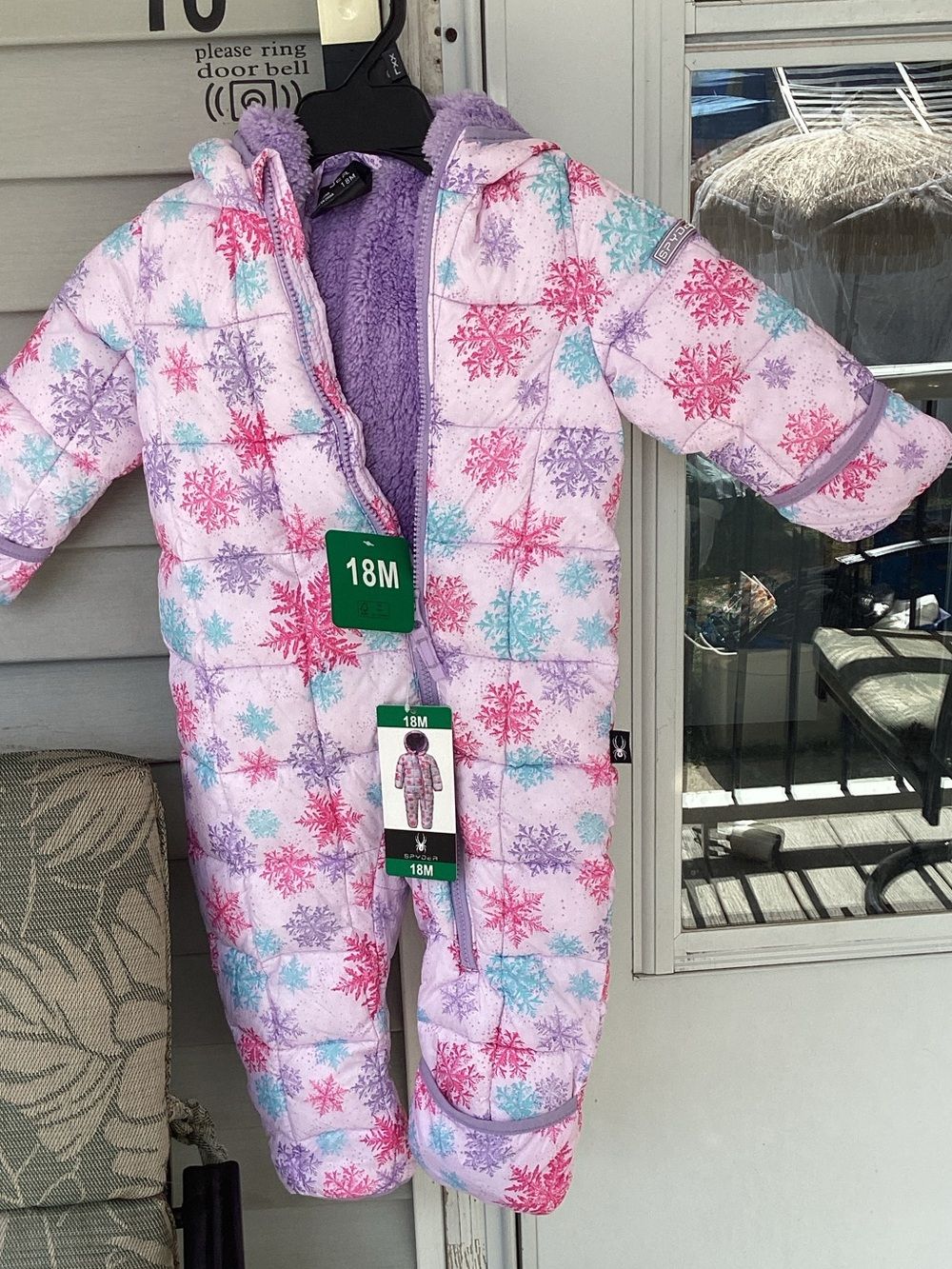Toddler Snow One-Piece Snowsuit - Lavender Snowflake (18M)